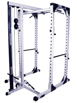 Deltech Fitness Heavy Duty Squat Rack with LAT Attachment 1000 lb Capacity