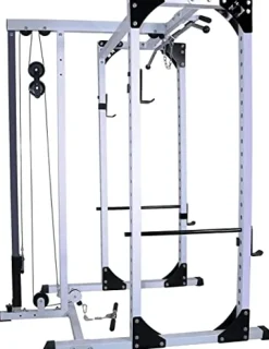 Deltech Fitness Heavy Duty Squat Rack with LAT Attachment 1000 lb Capacity