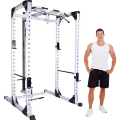 Deltech Fitness Heavy Duty Squat Rack with LAT Attachment 1000 lb Capacity