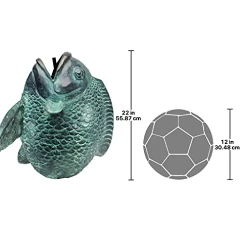 Design Toscano Asian Dancing Koi Fish Piped Statue Fountain 22 Inch Green Verdigris