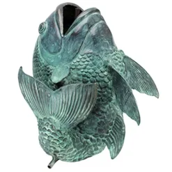 Design Toscano Asian Dancing Koi Fish Piped Statue Fountain 22 Inch Green Verdigris