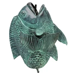 Design Toscano Asian Dancing Koi Fish Piped Statue Fountain 22 Inch Green Verdigris