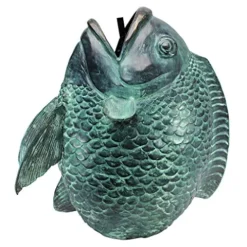 Design Toscano Asian Dancing Koi Fish Piped Statue Fountain 22 Inch Green Verdigris