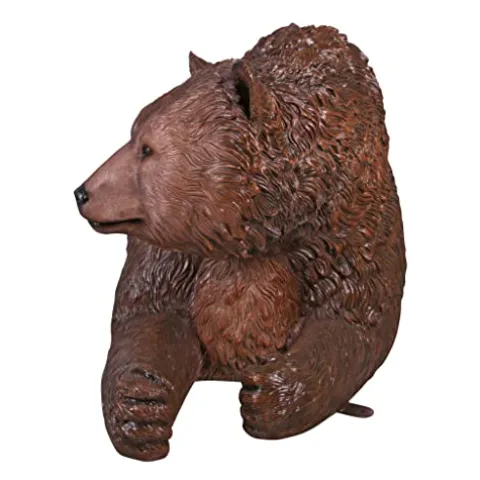 Design Toscano Brawny Grizzly Bear Bench Sculpture Black
