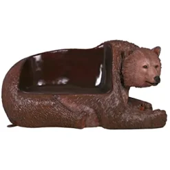 Design Toscano Brawny Grizzly Bear Bench Sculpture Black