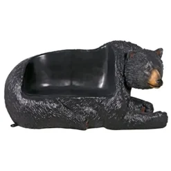 Design Toscano Brawny Grizzly Bear Bench Sculpture Black