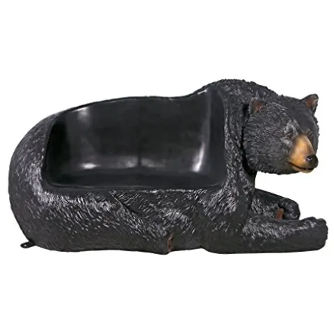 Design Toscano Brawny Grizzly Bear Bench Sculpture Black