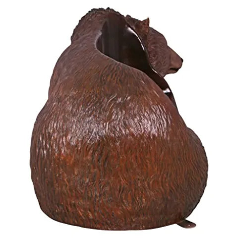Design Toscano Brawny Grizzly Bear Bench Sculpture Black