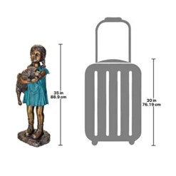 Design Toscano Can I Keep Him? Girl and Dog Cast Bronze Garden Statue Two Tone Bronze & Verdigris