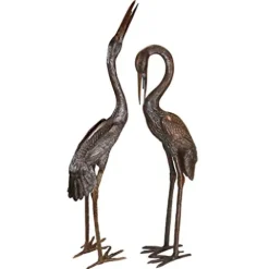 Design Toscano Cranes Garden Statue Set Large Cast Bronze