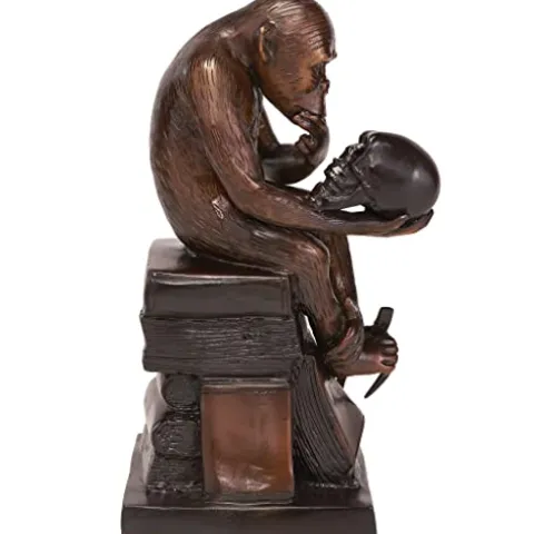 Design Toscano Darwin’s Ape Thinker Cast Bronze Statue Brown
