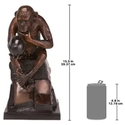 Design Toscano Darwin’s Ape Thinker Cast Bronze Statue Brown