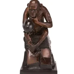 Design Toscano Darwin’s Ape Thinker Cast Bronze Statue Brown