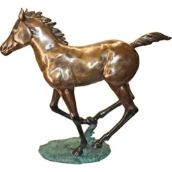Design Toscano Galloping Horse Foal Cast Bronze Garden Statue Two Tone Bronze & Verdigris