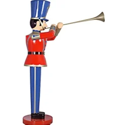 Design Toscano Giant 9 Foot Tall Nutcracker Ballet Trumpeting Toy Soldier Holiday Decor Statue Full Color