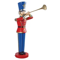 Design Toscano Giant 9 Foot Tall Nutcracker Ballet Trumpeting Toy Soldier Holiday Decor Statue Full Color