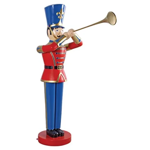 Design Toscano Giant 9 Foot Tall Nutcracker Ballet Trumpeting Toy Soldier Holiday Decor Statue Full Color