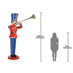 Design Toscano Giant 9 Foot Tall Nutcracker Ballet Trumpeting Toy Soldier Holiday Decor Statue Full Color