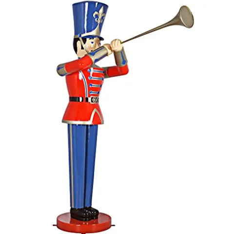 Design Toscano Giant 9 Foot Tall Nutcracker Ballet Trumpeting Toy Soldier Holiday Decor Statue Full Color