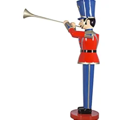 Design Toscano Giant 9 Foot Tall Nutcracker Ballet Trumpeting Toy Soldier Holiday Decor Statue Full Color
