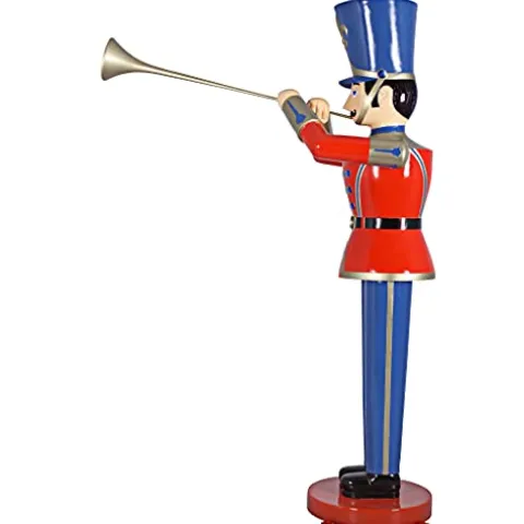 Design Toscano Giant 9 Foot Tall Nutcracker Ballet Trumpeting Toy Soldier Holiday Decor Statue Full Color
