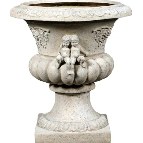Design Toscano Grape Harvest Cherub Architectural Garden Urn Roman Stone