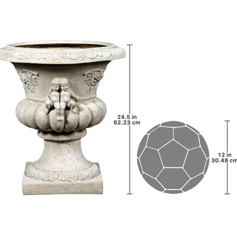 Design Toscano Grape Harvest Cherub Architectural Garden Urn Roman Stone
