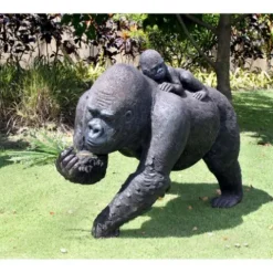 Design Toscano Lowland Gorillas Mother & Child Ape Statues Full Color