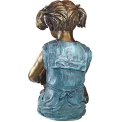 Design Toscano Savannah Girl with Dog Garden Statue Cast Bronze Two Tone Bronze & Verdigris