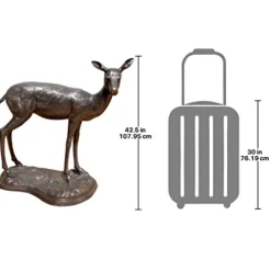 Design Toscano Standing Mother Doe Deer Bronze Cast Garden Statue