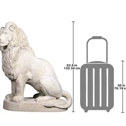 Design Toscano Stately Chateau Lion Sentinel Garden Statue Right Antique Stone Finish