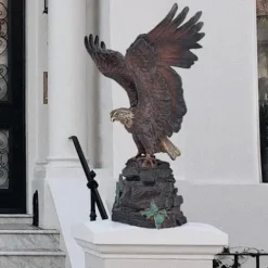 Design Toscano Strength and Patriotism Bald Eagle Cast Bronze Garden Statue Two Tone Bronze & Verdigris