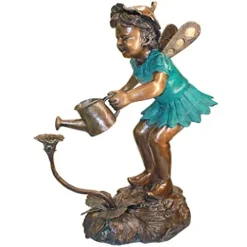Design Toscano The Fairy Gardener Garden Statue Cast Bronze Two Tone Bronze & Verdigris