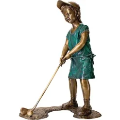 Design Toscano The Girl Golfer Garden Statue Cast Bronze Two Tone Bronze & Verdigris
