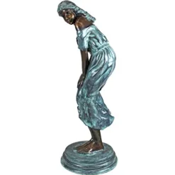 Design Toscano The Windblown Maiden Cast Bronze Garden Statue Two Tone Bronze & Verdigris