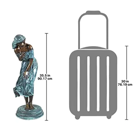 Design Toscano The Windblown Maiden Cast Bronze Garden Statue Two Tone Bronze & Verdigris