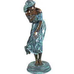 Design Toscano The Windblown Maiden Cast Bronze Garden Statue Two Tone Bronze & Verdigris