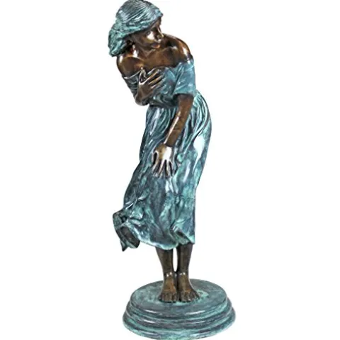 Design Toscano The Windblown Maiden Cast Bronze Garden Statue Two Tone Bronze & Verdigris