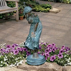 Design Toscano The Windblown Maiden Cast Bronze Garden Statue Two Tone Bronze & Verdigris