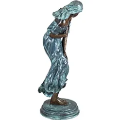 Design Toscano The Windblown Maiden Cast Bronze Garden Statue Two Tone Bronze & Verdigris