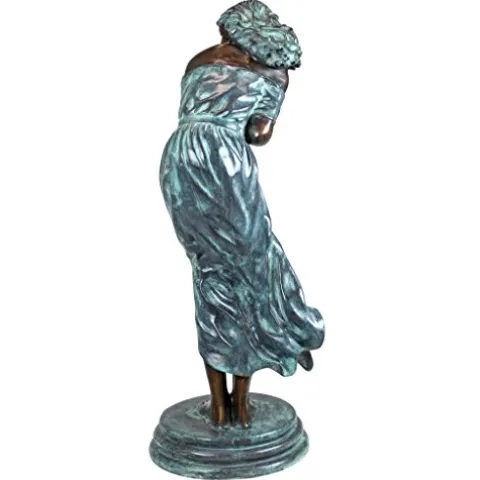 Design Toscano The Windblown Maiden Cast Bronze Garden Statue Two Tone Bronze & Verdigris