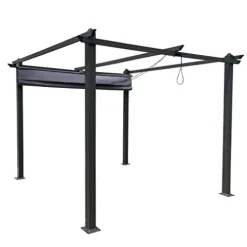 DESIGNSCAPE3D 10×10 Ft Retractable Patio Pergola with Canopy Gray