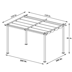 DESIGNSCAPE3D 10×10 Ft Retractable Patio Pergola with Canopy Gray