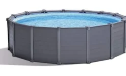 Detailing Connect Above Ground Swimming Pool Set w/Sand Filter Pump & Ladder Gray