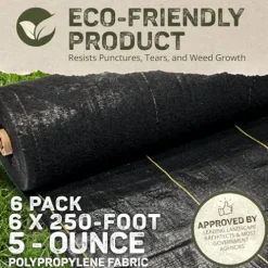 Dewitt P5 Pro 5 Ounce Weed Barrier Ground Fabric Black 5 x 250 Feet (6 Pack)