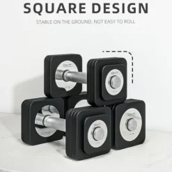 DHT Dynamic Health Tech Dumbbell Barbell Set with Rack Black