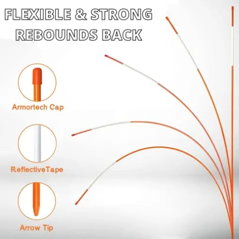 DISCOUNT SNOWSTAKES .COM 5ft Orange Pro Snow Stakes with Hy Viz Reflective Tape