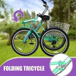 DoCred Adult Folding Tricycle 7-Speed Green