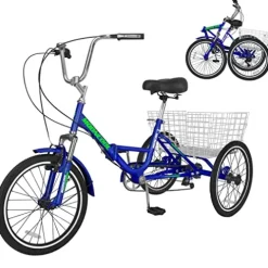 DoCred Adult Folding Tricycle 7-Speed Blue