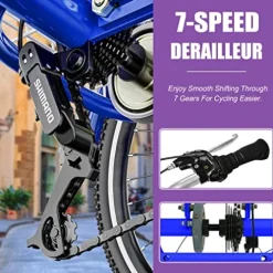 DoCred Adult Folding Tricycle 7-Speed Blue